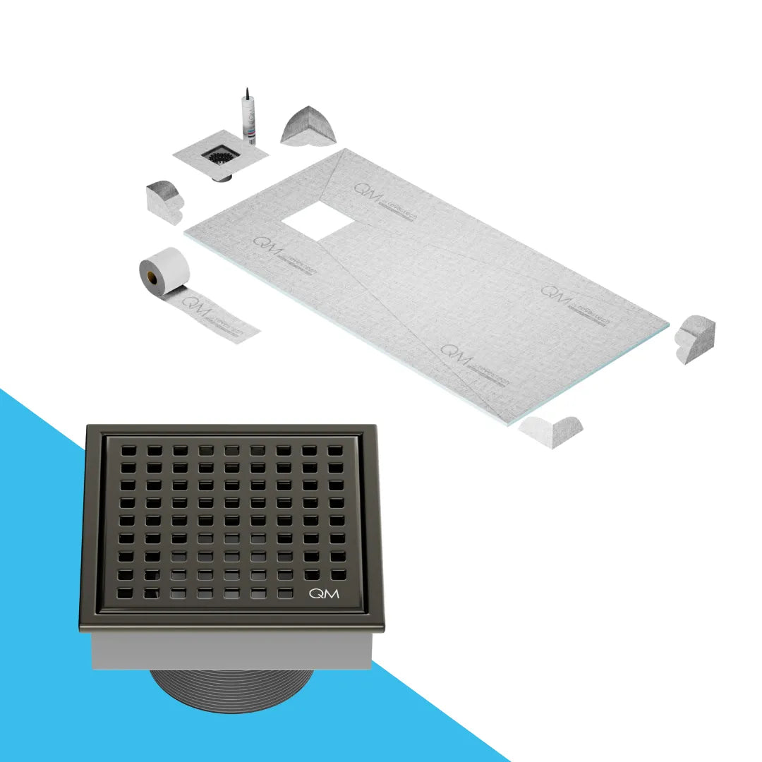 Prefab Shower Pan Kit with Mira Square Drain