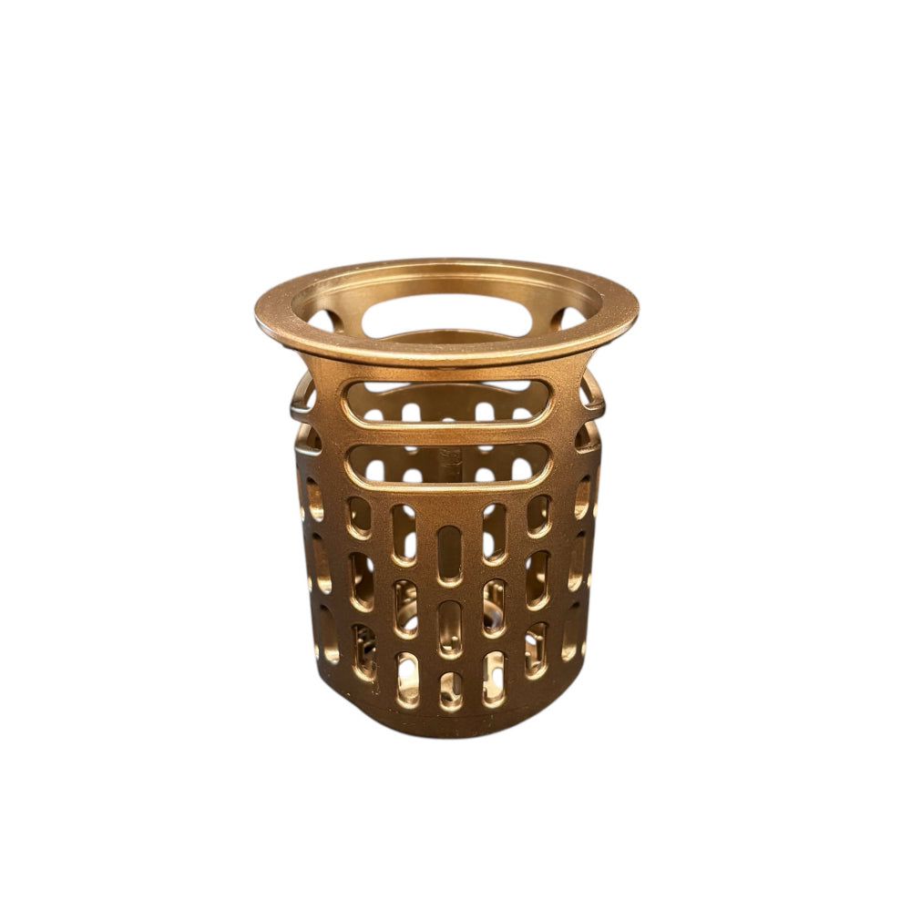 QM Drain Hair/Debris Strainer for Delmar Linear Drains, designed to effectively capture hair, soap scum, and debris, preventing blockages and ensuring smooth water drainage. Made from durable stainless steel, this strainer is easy to remove for cleaning and comes in Gold, Satin, Black, and Bronze finishes, keeping your Delmar Linear Drain system efficient and clog-free