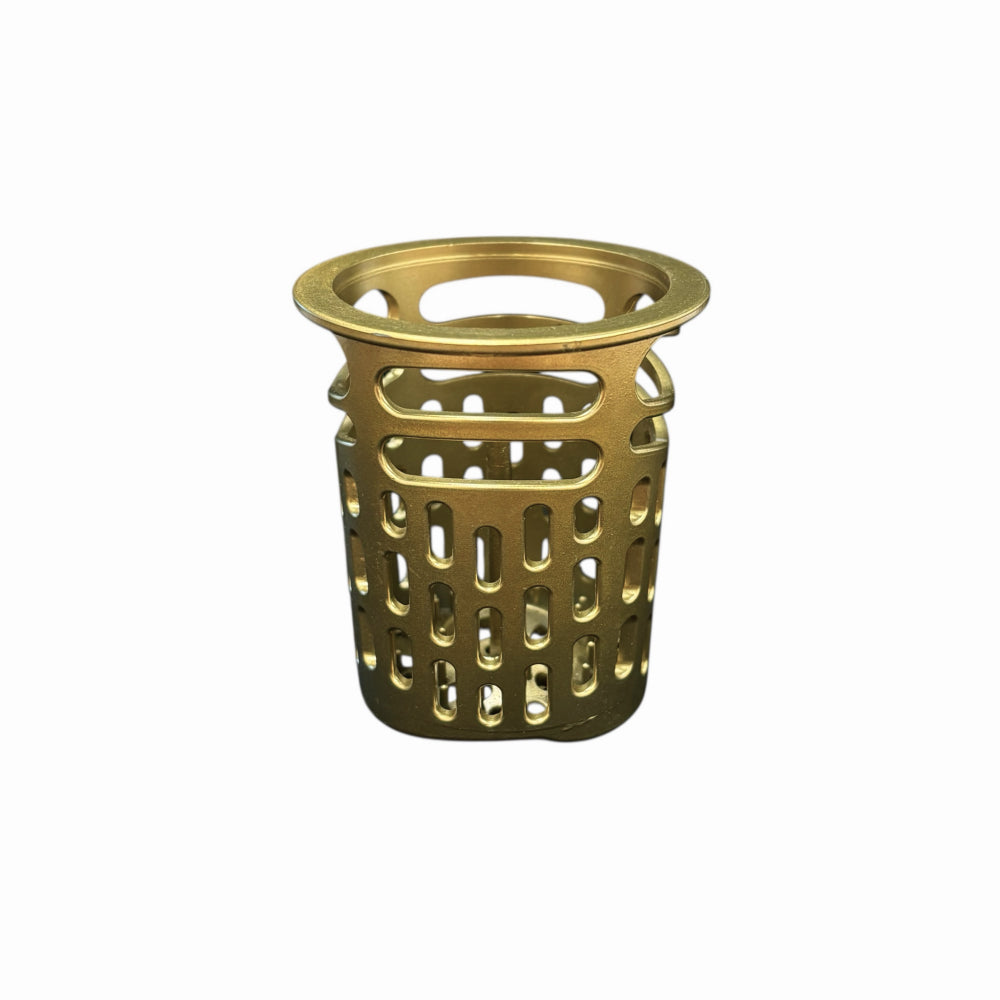 QM Drain Hair/Debris Strainer for Delmar Linear Drains, designed to effectively capture hair, soap scum, and debris, preventing blockages and ensuring smooth water drainage. Made from durable stainless steel, this strainer is easy to remove for cleaning and comes in Gold, Satin, Black, and Bronze finishes, keeping your Delmar Linear Drain system efficient and clog-free