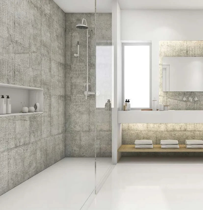 QM Drain Invisible Shower Tray 1 featured in a sleek, contemporary bathroom with seamless integration into the floor. The tray provides efficient water drainage and a modern minimalist design, perfect for enhancing the luxury aesthetic and functionality of high-end shower and bathroom floor installations.