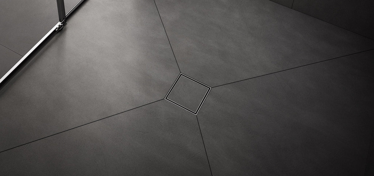 Integrated Tile Base Tile-Insert Center Drains | Flush Tile Integration - QMDRAIN