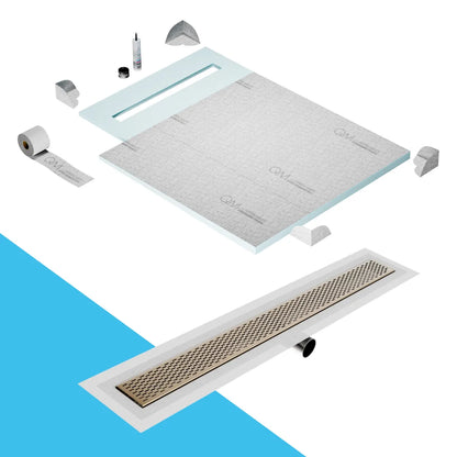 Prefab Shower Pan Kit and Delta Linear Drain