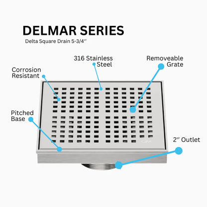 Kai 5¾” Square Shower Drain