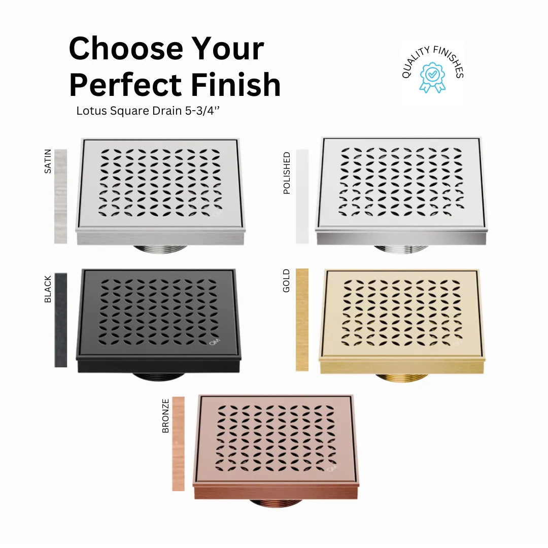 Lotus 5¾” Square Shower Drain