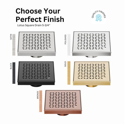 Lotus 5¾” Square Shower Drain