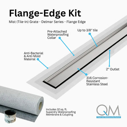 Mist (Tile-In) Delmar Flange Edge Linear Drain