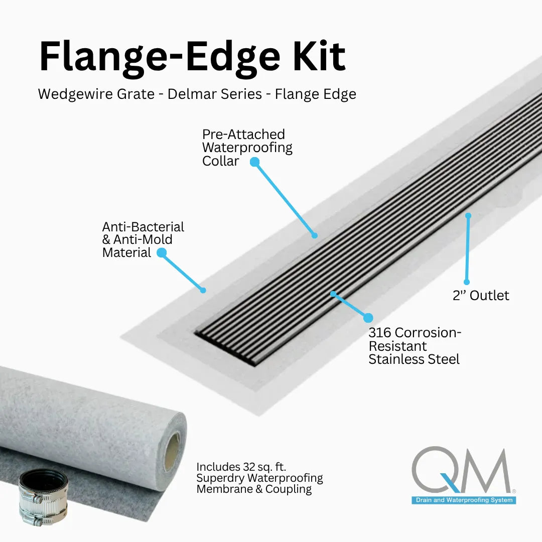 Wedgewire Delmar Flange Edge Linear Drain
