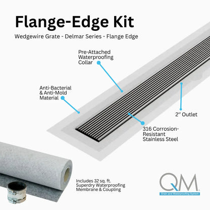 Wedgewire Delmar Flange Edge Linear Drain