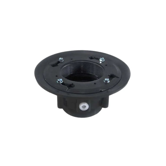 Black high flow drain flange designed for high-capacity shower drain systems. Optimizes water flow and prevents clogs for smooth and reliable drainage.