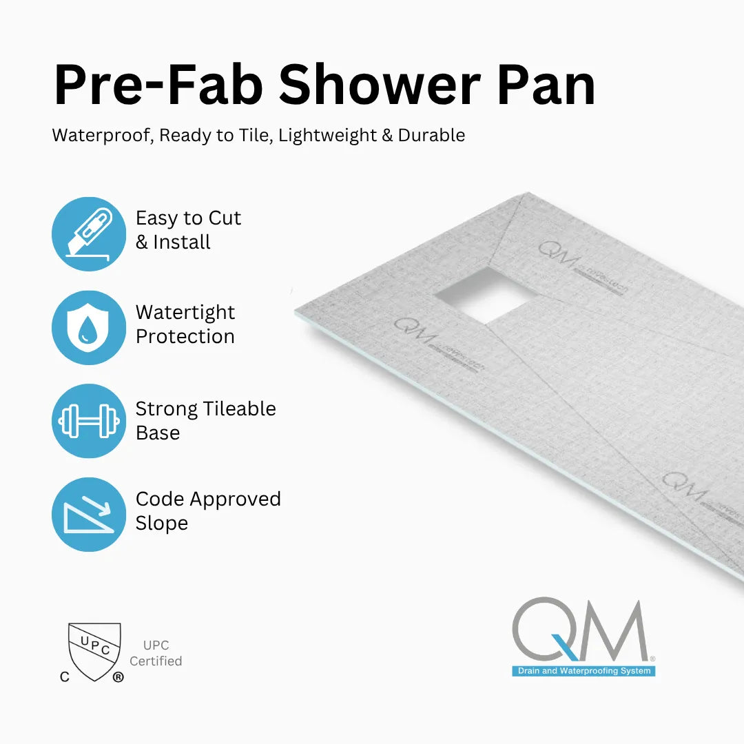 Prefab Shower Pan Kit with Mist (Tile-In) Square Drain