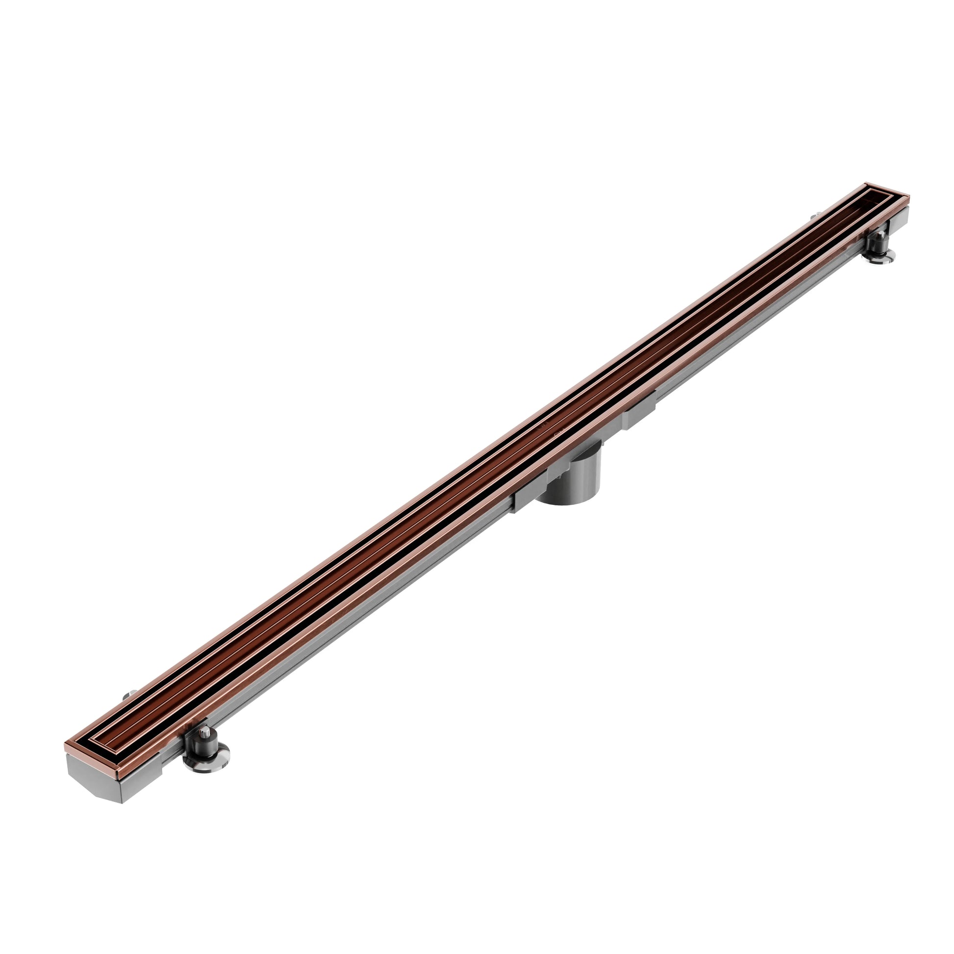 Featuring a warm and sophisticated Bronze finish, the Mist Couture Lagos adjustable linear drain by QM Drain is the ideal choice for transitional designs. Offered in 36-inch to 96-inch lengths, this stainless steel tile-in drain ensures a precise fit for any custom shower floor layout.