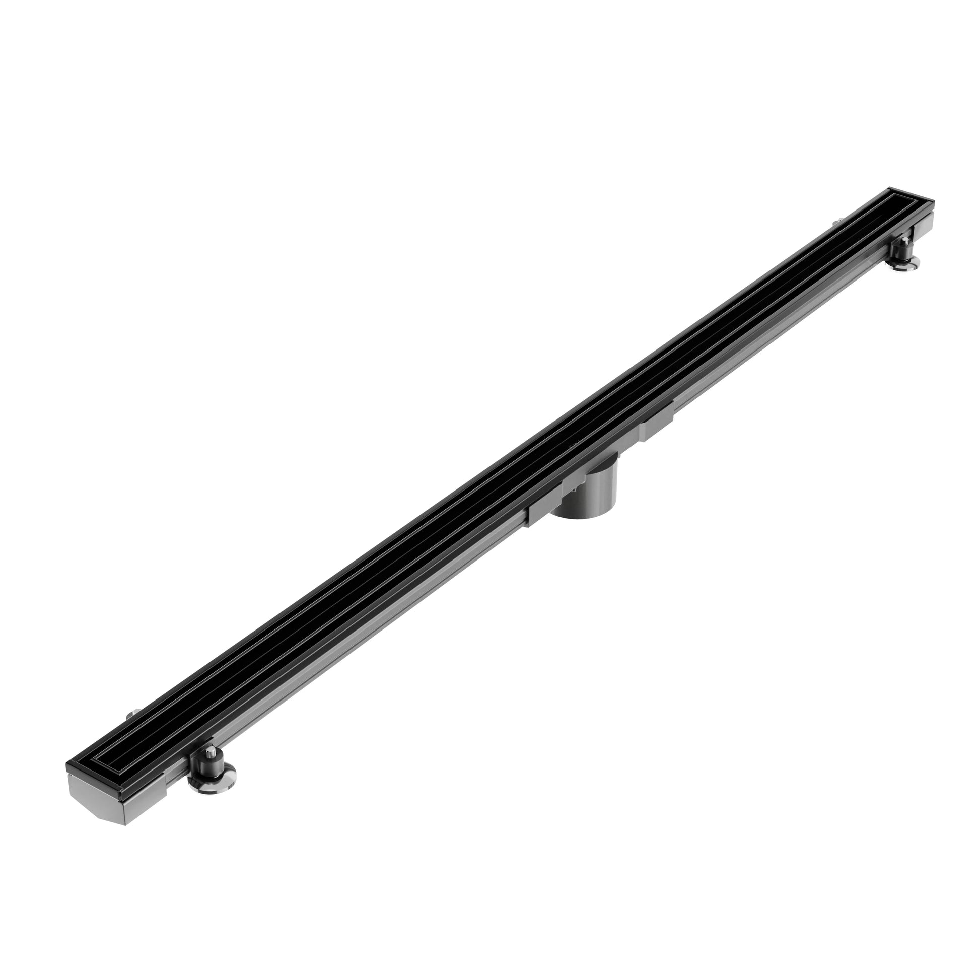 An architectural Black finish highlights the Mist Couture Lagos adjustable linear drain by QM Drain. Available in five standard sizes including 36, 48, 60, 72, and 96 inches, this tile-in drain provides a bold minimalist aesthetic and superior drainage performance for walk-in showers.