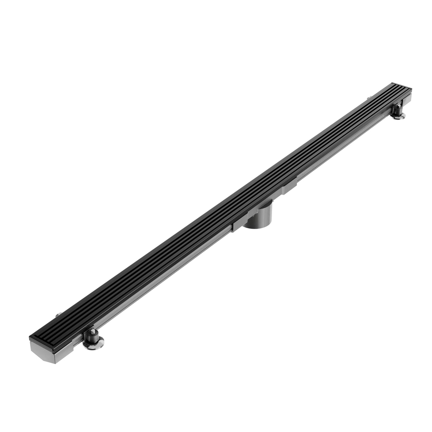 The bold Black finish on the Wedgewire Couture Lagos adjustable linear drain provides a striking modern contrast. This PVD-coated stainless steel drain is offered in various lengths like 48" and 72", perfect for minimalist and industrial-inspired shower designs.