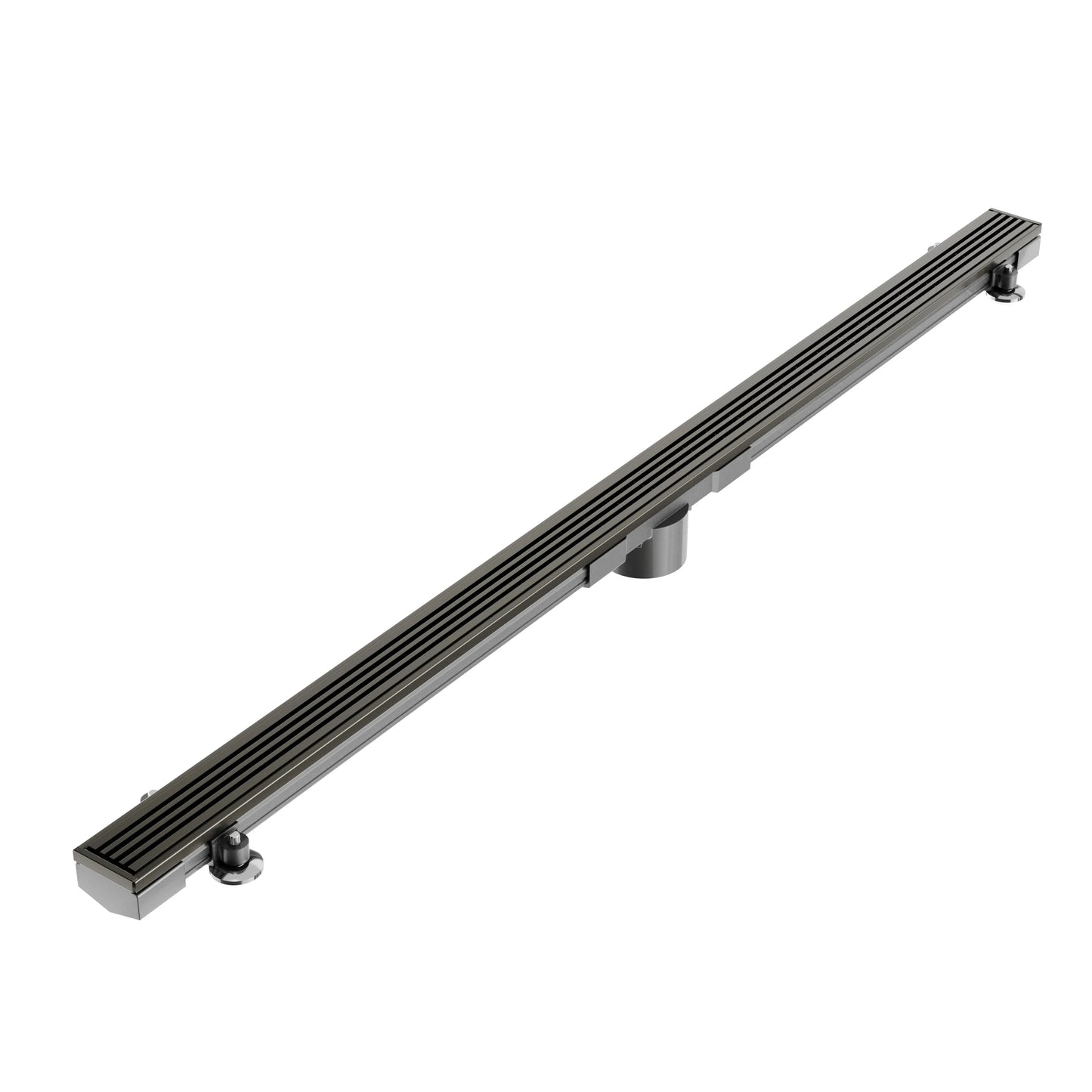 The Luxe Gray finish on the Wedgewire Couture Lagos adjustable linear drain provides a sleek, muted metallic appearance. Ideally suited for modern gray-toned bathrooms, it is available in a full range of sizes from 36 up to 96 inches long.